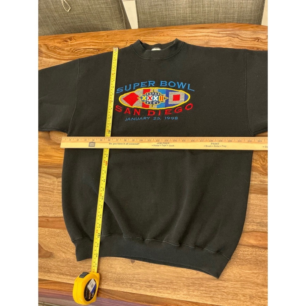 Vintage 1998 Super Bowl XXXII San Diego Sweatshirt Tultex USA Black Large NFL - Picture 3 of 11